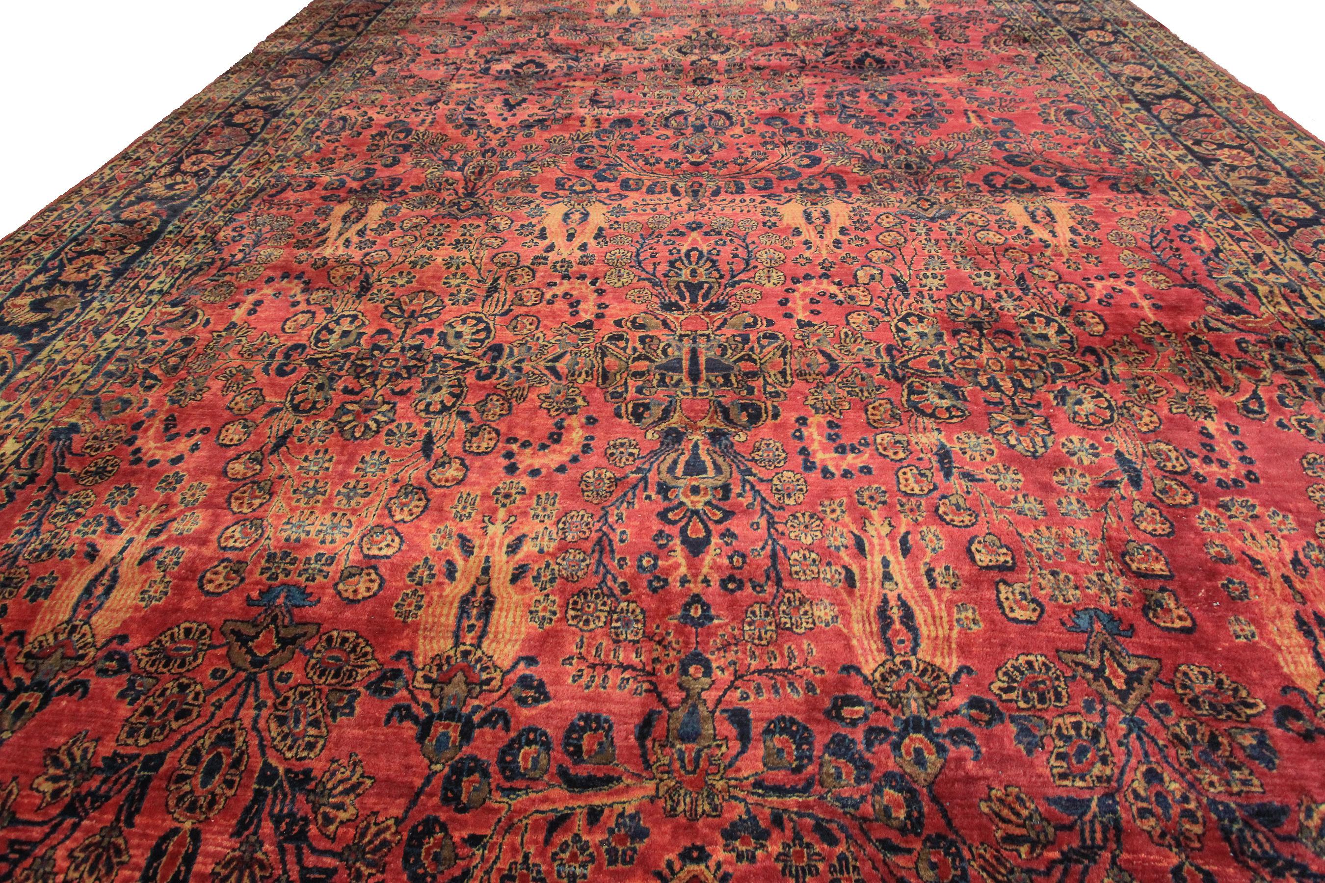 Pre-1900s Antique Persian Mohajeran Rug Oversized Antique Persian Rug 1890 For Sale 3