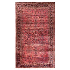 Pre-1900s Antique Persian Mohajeran Rug Oversized Antique Persian Rug 1890