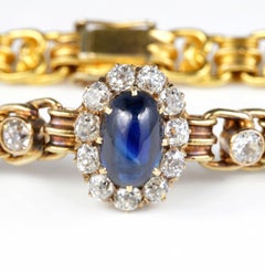 Pre 1917 Russian 5.0 Carat Natural No Heat Sapphire 3.20 Carat Diamond Bracelet