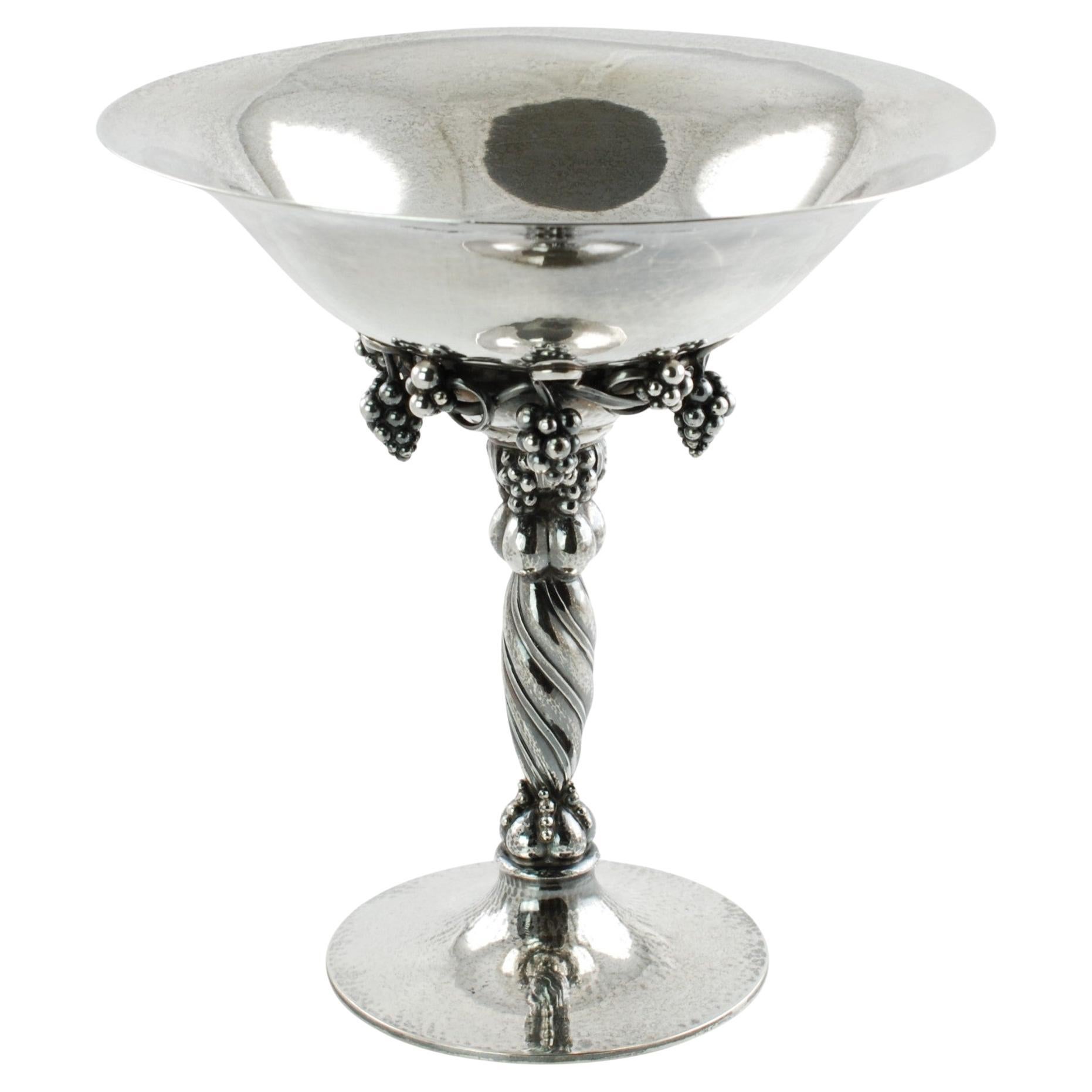 Vor 1945 Georg Jensen Sterling Silber Tazza Kompott 263B, Traubenmotiv