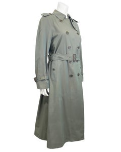 Pre 1999 Burberry Heritage Blue Label Classic Trench in Sage/Grey