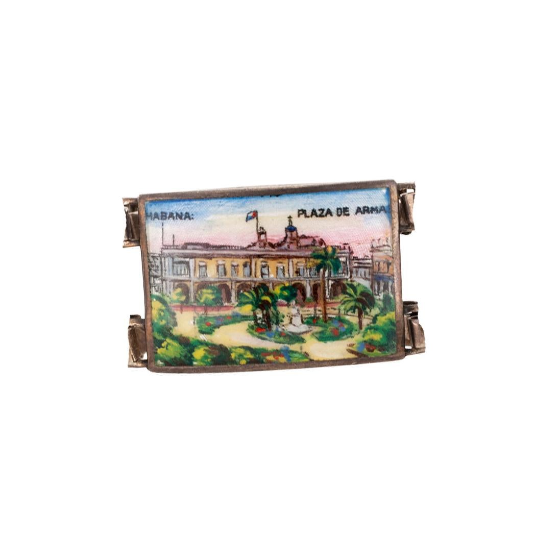 Women's Pre Castro Habana Cuba Travel Souvenir Bracelet Enamel Silver