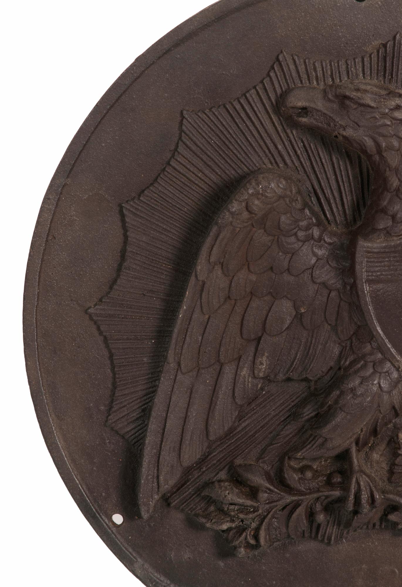 American Pre-Civil War Cast Iron Medallion with the Federal Eagle Dated 1857