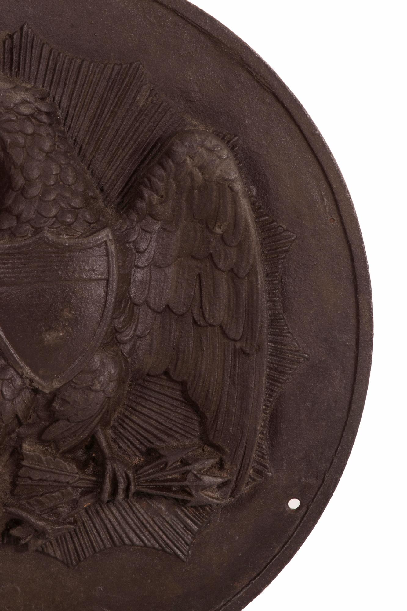 Pre-Civil War Cast Iron Medallion with the Federal Eagle Dated 1857 In Good Condition In York County, PA