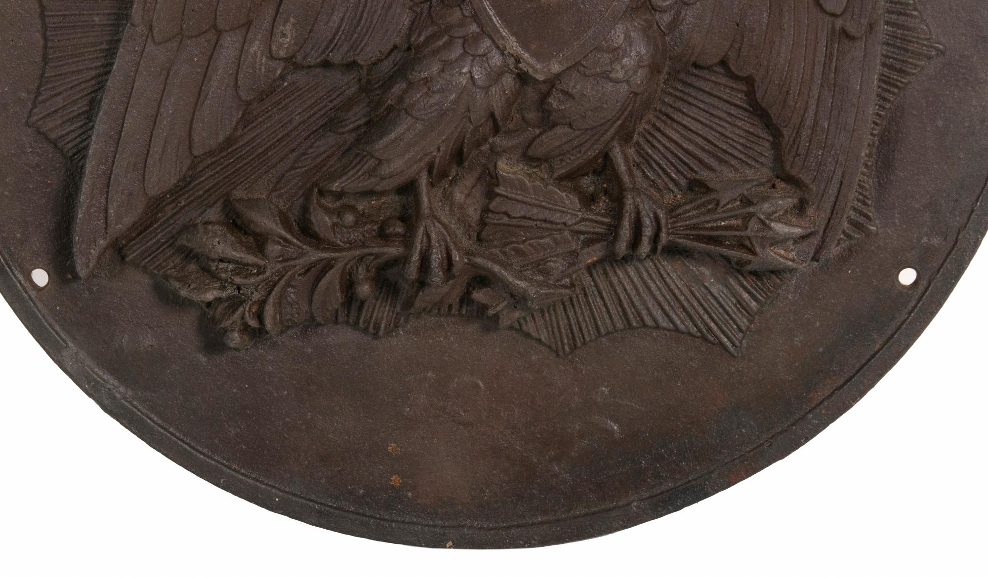 Mid-19th Century Pre-Civil War Cast Iron Medallion with the Federal Eagle Dated 1857