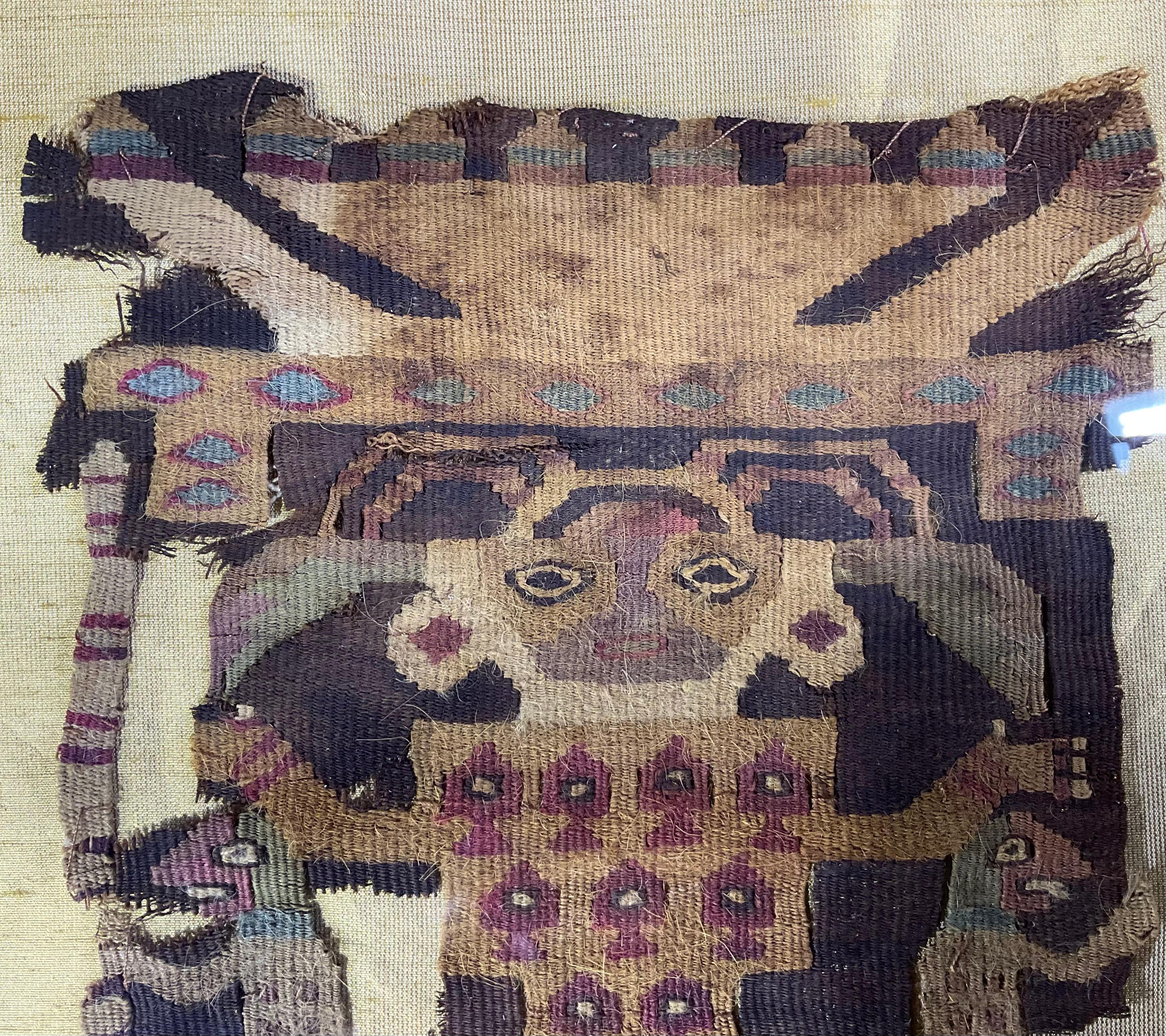 18th Century and Earlier Pre Colombian Antique Peruvian Textile Fragment For Sale
