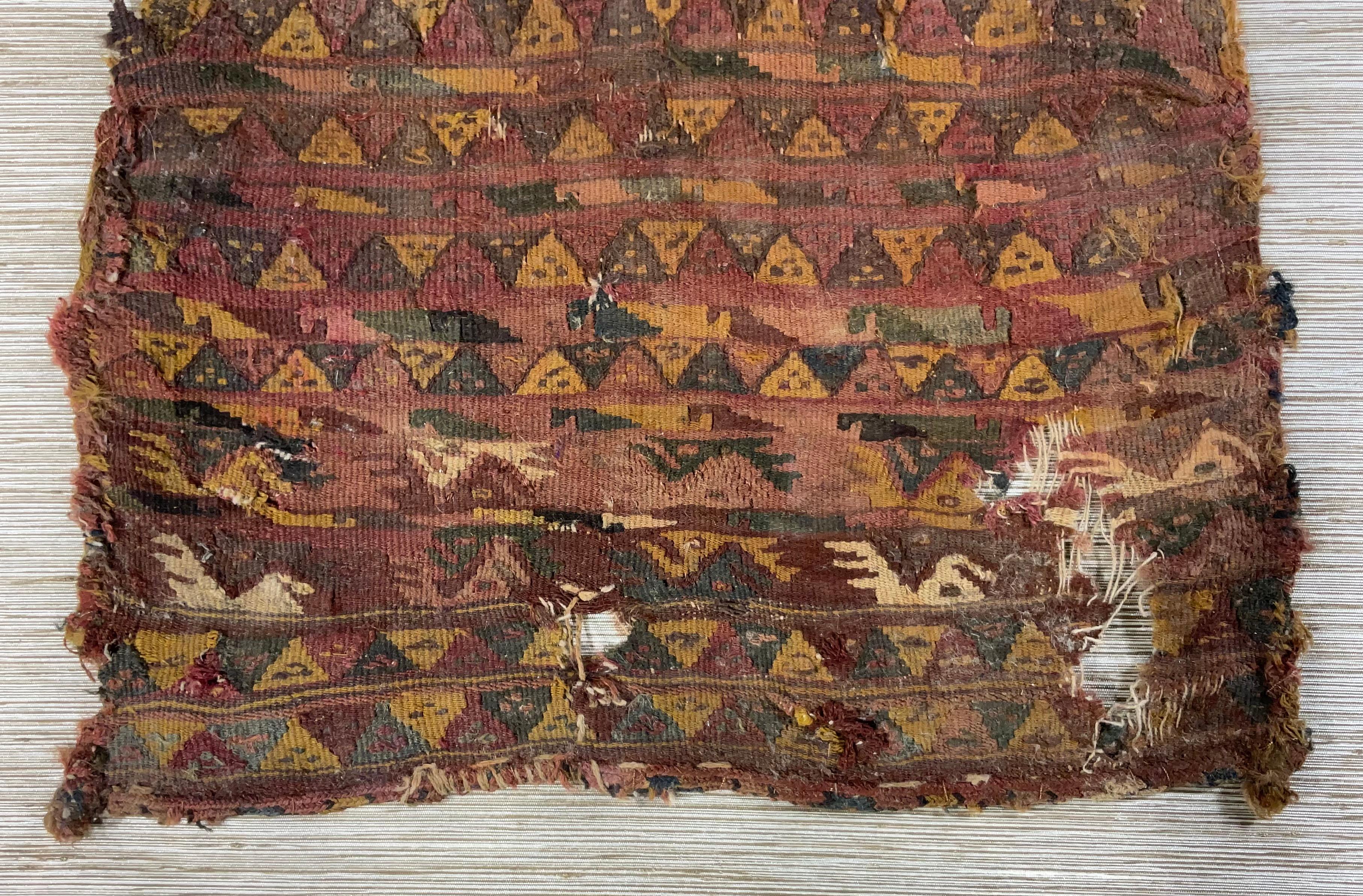 18th Century and Earlier Pre Colombian Antique Peruvian Textile Fragment For Sale