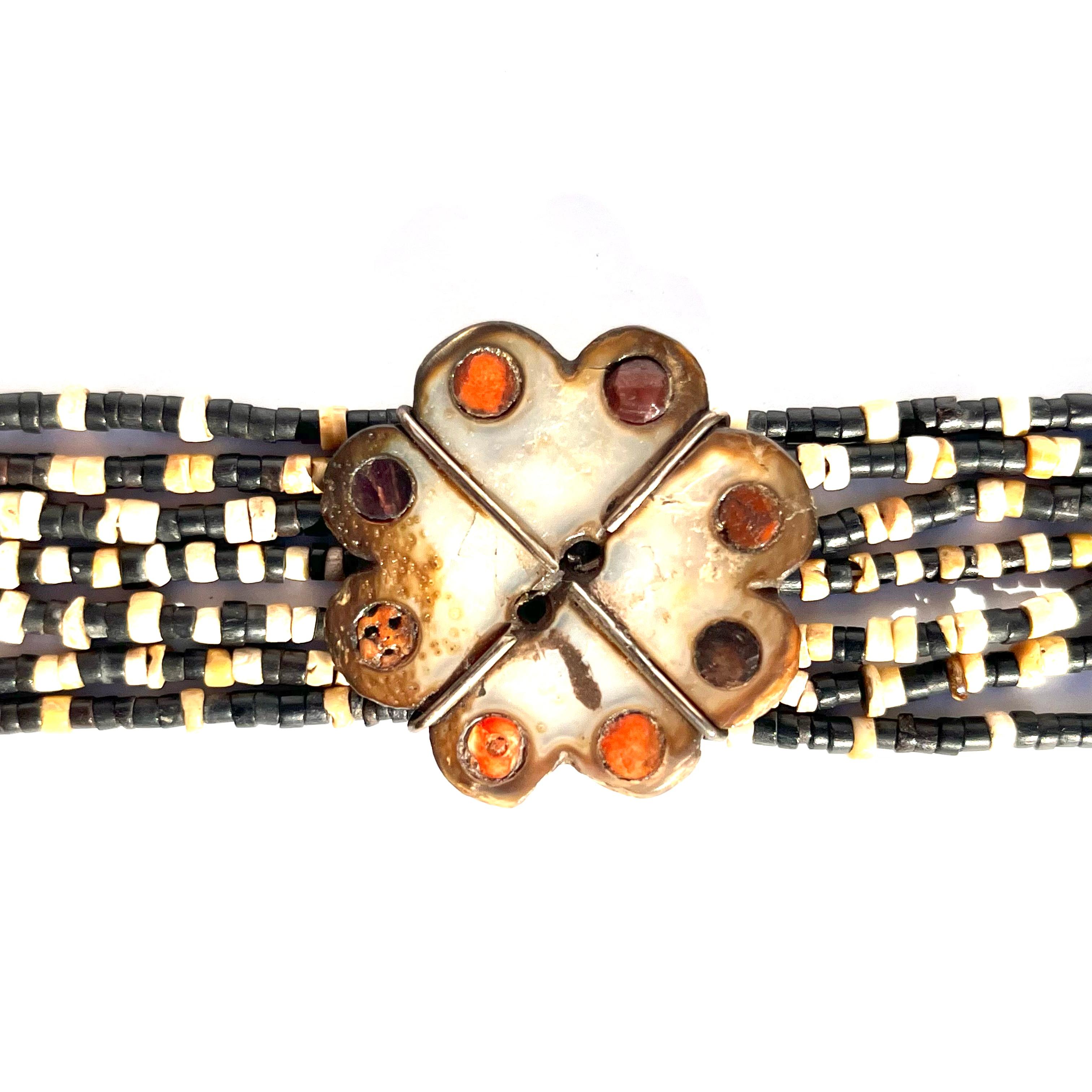 Pre-Columbian Pre Colombian Choker Necklace with Mother of Pearl and Beads For Sale