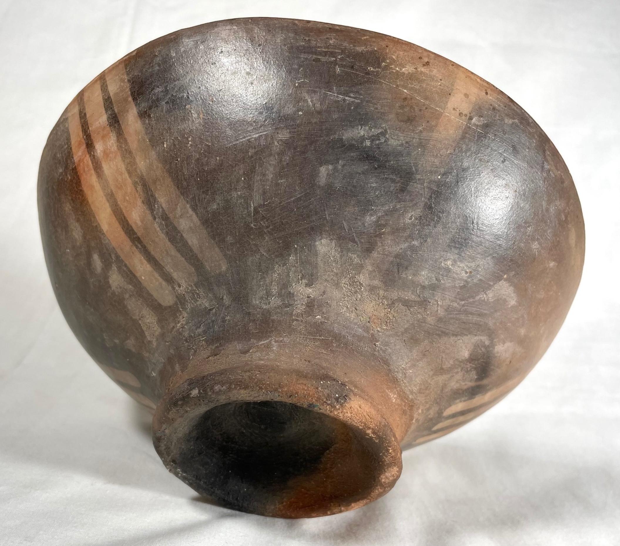 18th Century and Earlier Pre Colombian, Ecuadorian Pottery Bowl, Mucawa Drinking Vessel, Geometric Motifs