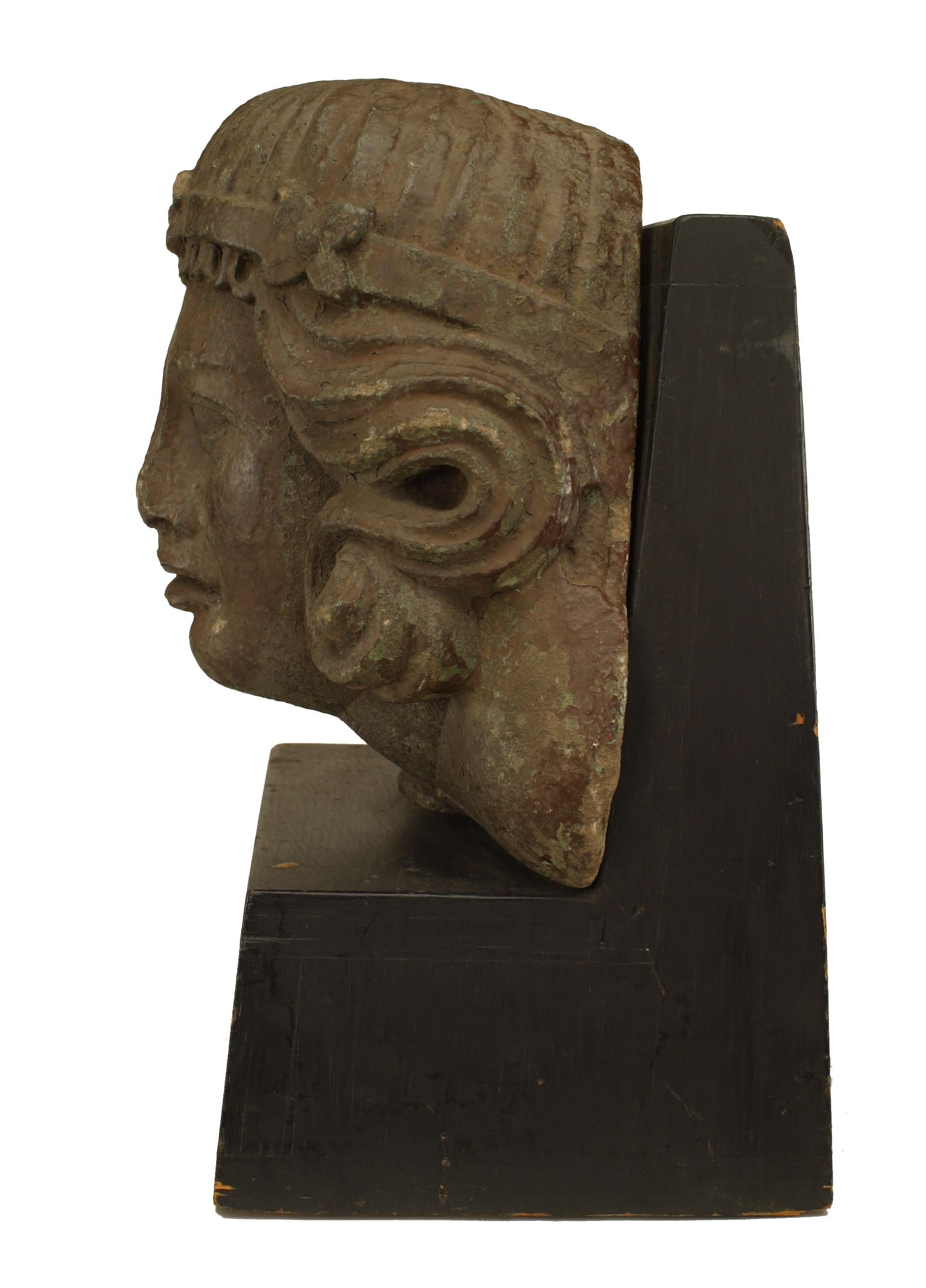 Pre-Colombian Stone Bust In Good Condition For Sale In Queens, NY