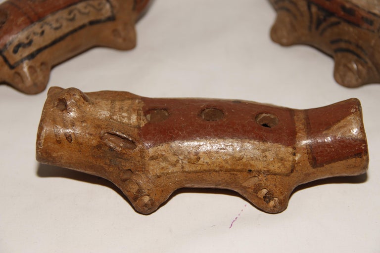 Pre-Columbian Style Nayarit Indian Polychromed Effigy Alligator Pipes ...