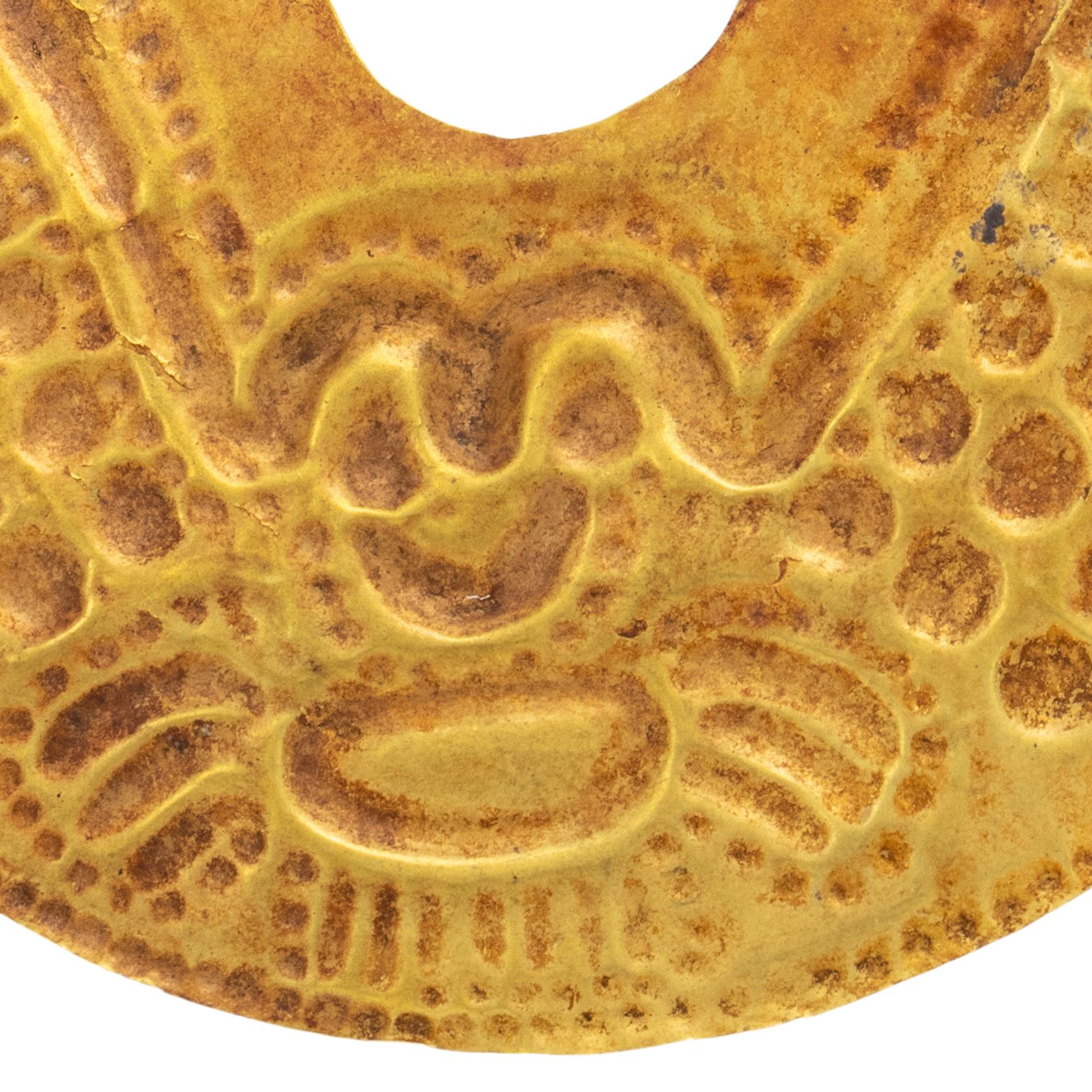 18th Century and Earlier Pre-Columbian 20K Gold Nose Ornament For Sale