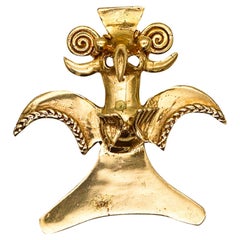 Vintage Pre Columbian 800 / 1450 AD Costa Rica Chiriki Tumbaga Gold Condor Pendant