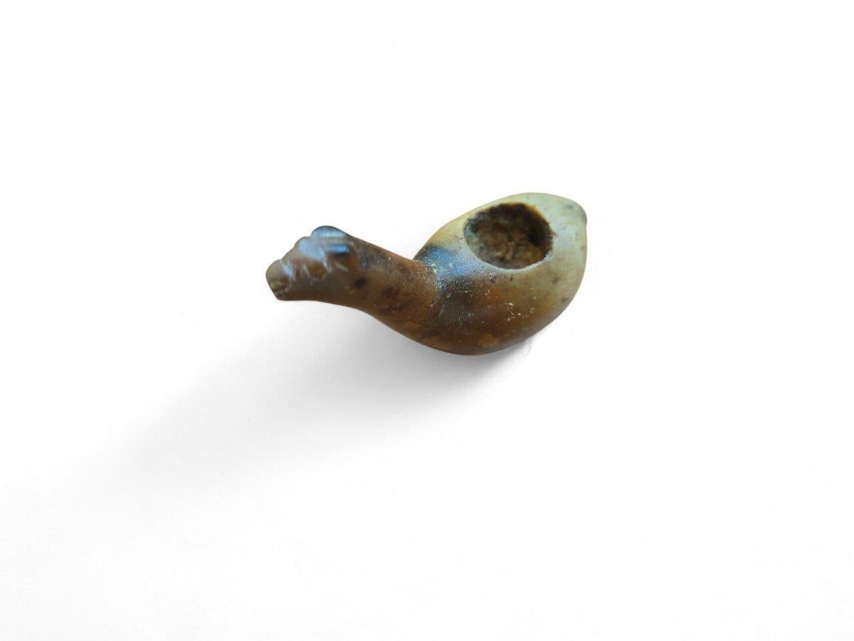 Péruvien Sculpture Pre-Columbian en albâtre - Canopa en forme de lama inca en vente
