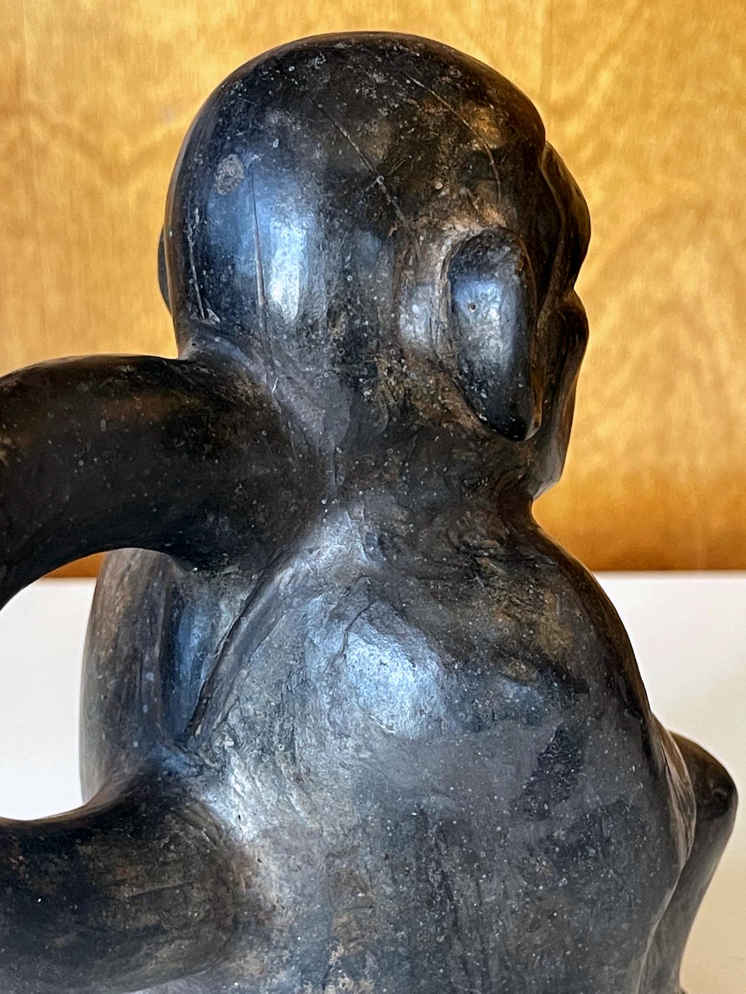 Pre-Columbian Black Figural Stirrup Vessel Moche Culture For Sale 6