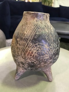 Pre-Columbian Blackware Ceramic Pottery Three-Legged Vase Cup Vessel