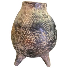 Pre-Columbian Blackware Ceramic Pottery Three-Legged Vase Cup Vessel