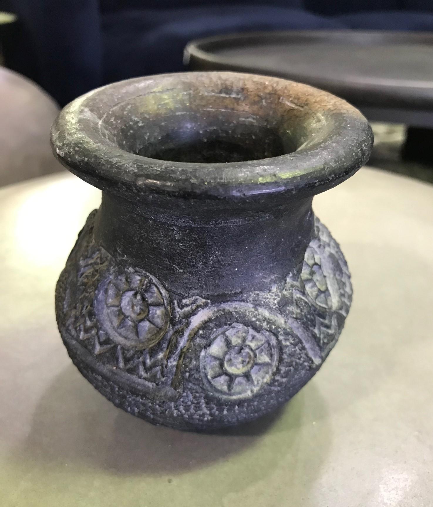 Central American Pre-Columbian Blackware Ceramic Pottery Vase Cup Vessel