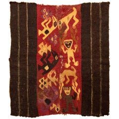 Pre-Columbianische Chancay Coca-Blatt-Tasche mit Schamanen und zoomorphen Figuren, Peru