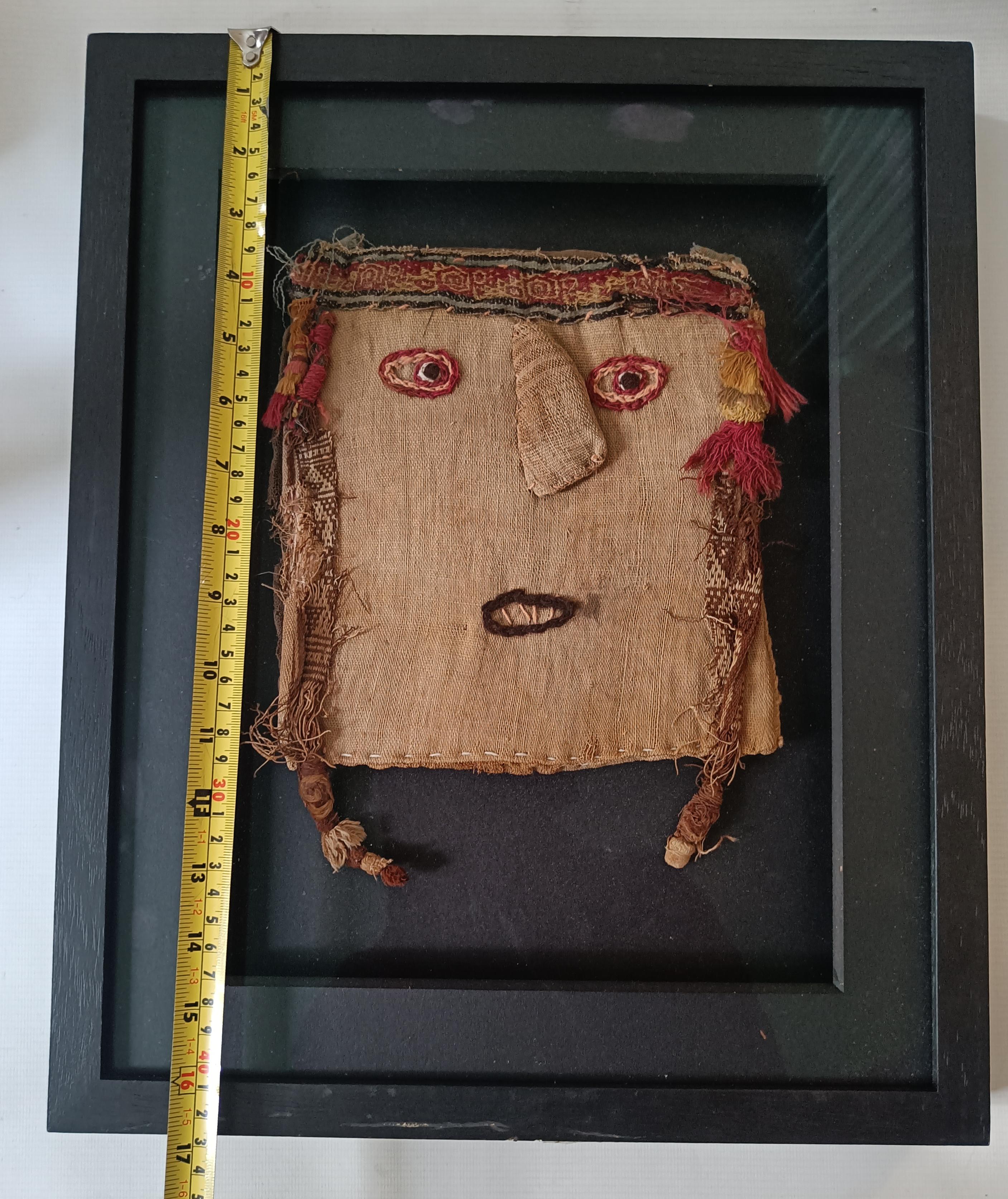 Peruviano Maschera tessile Pre-Columbian Chancay Arte Antiques Sudamericana in vendita