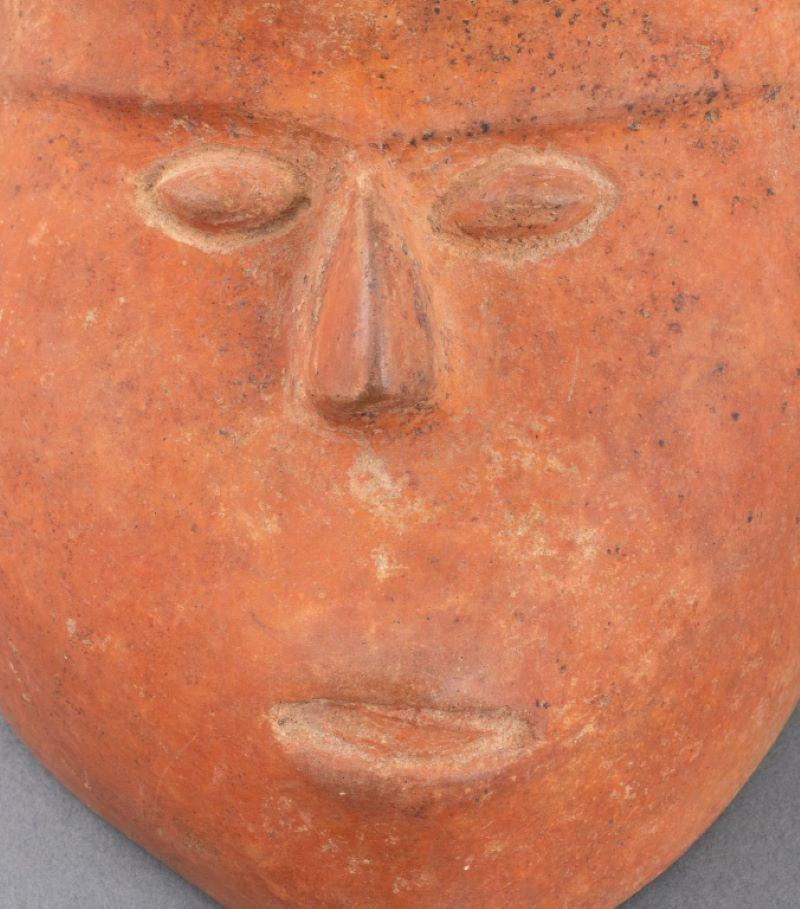 Pre-Columbian Colima Redware Head Form Vessel 2