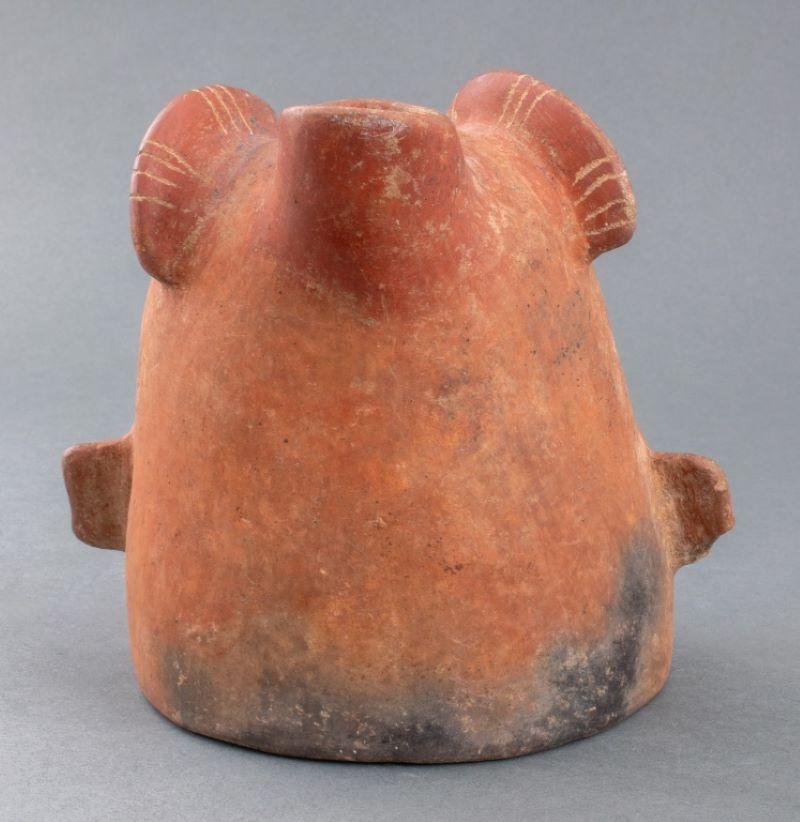 Pre-Columbian Colima Redware Head Form Vessel 3