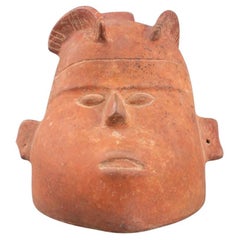 Pre-Columbian Colima Redware Head Form Vessel