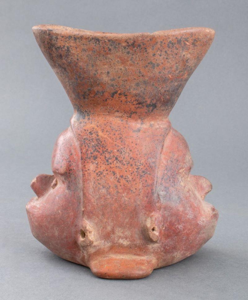 Ceramic Pre-Columbian Colima Redware Janiform Vessel