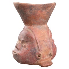 Antique Pre-Columbian Colima Redware Janiform Vessel