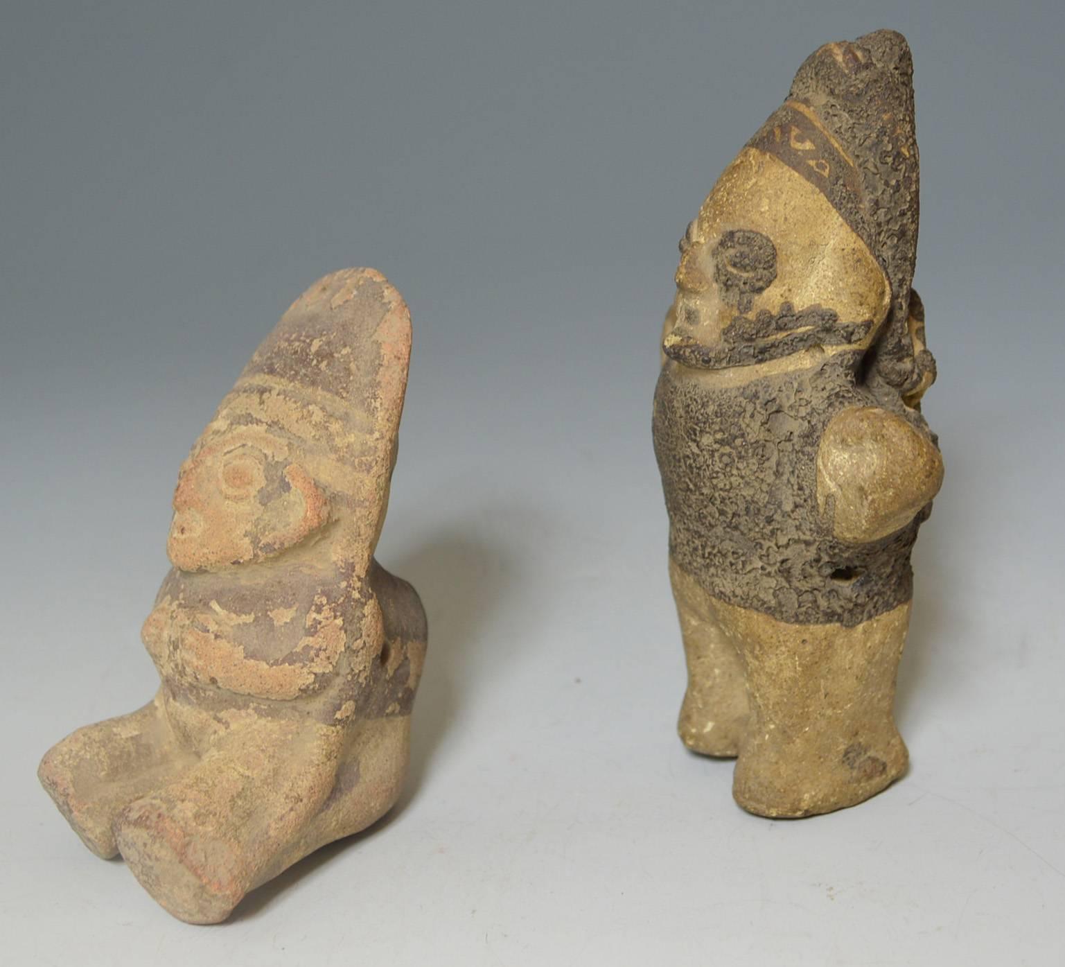 Pre Columbian Cute Chancay Cuchimilco Figures Pair of Ancient South America In Good Condition In London, GB