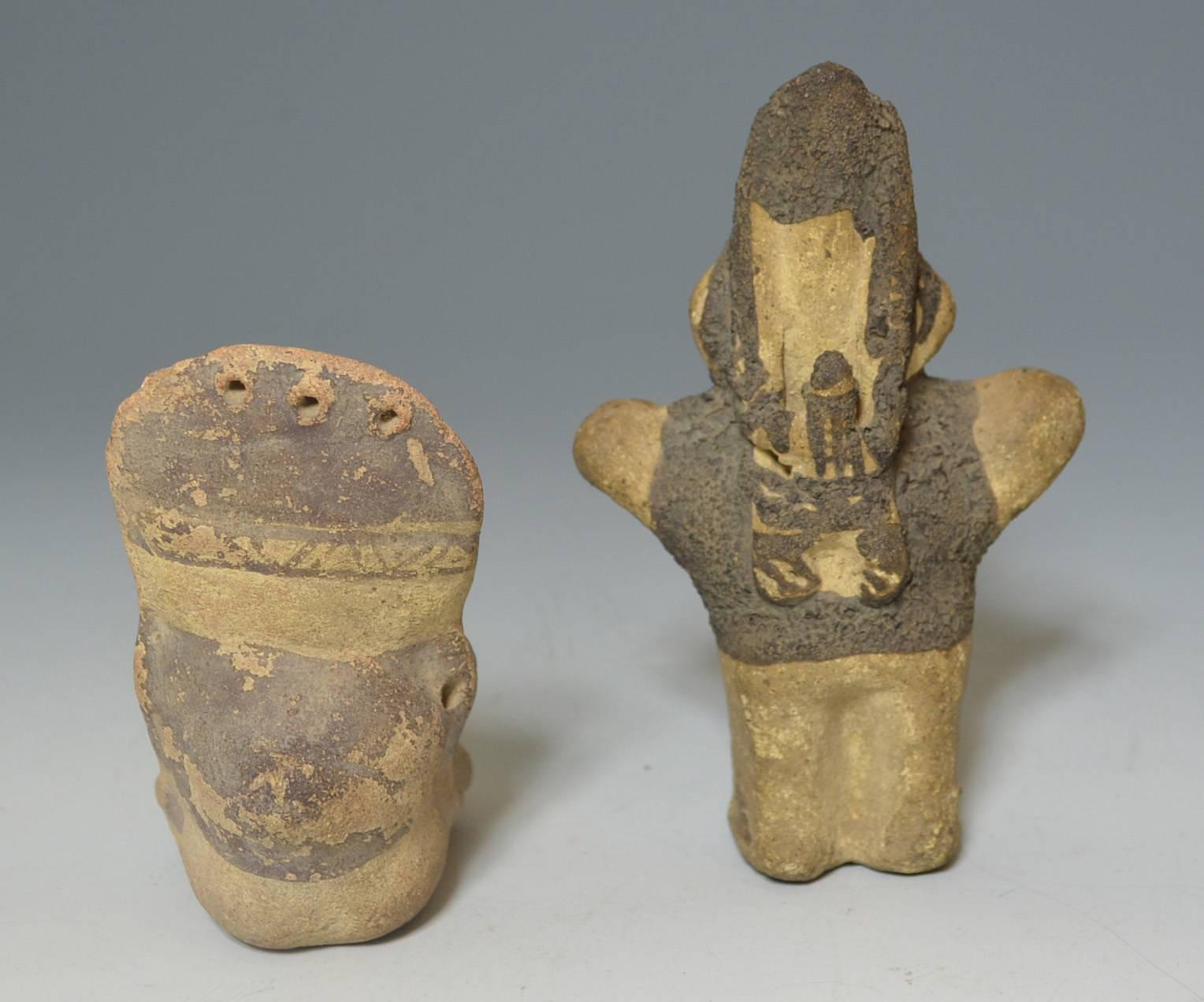18th Century and Earlier Pre Columbian Cute Chancay Cuchimilco Figures Pair of Ancient South America