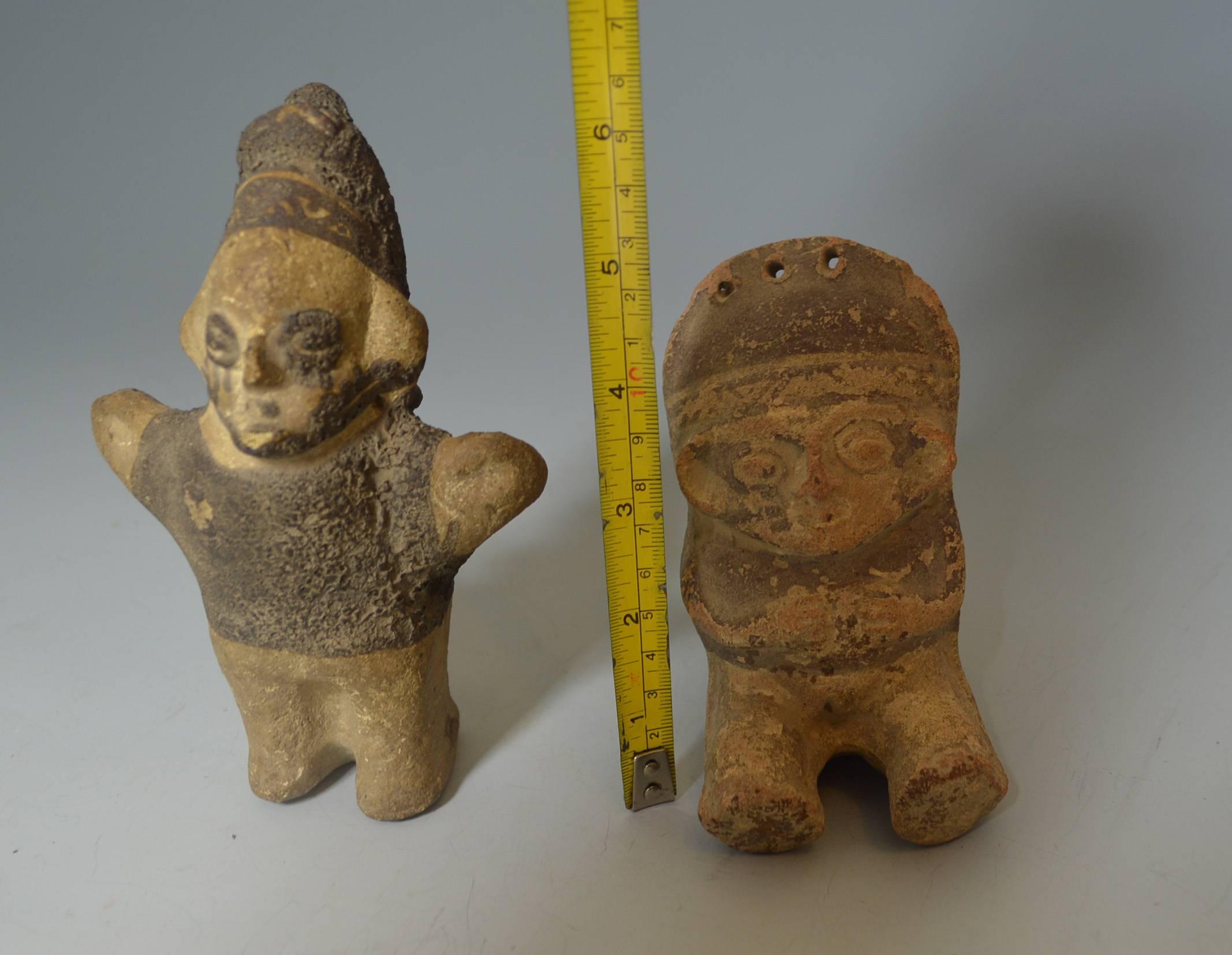 Pre Columbian Cute Chancay Cuchimilco Figures Pair of Ancient South America 1