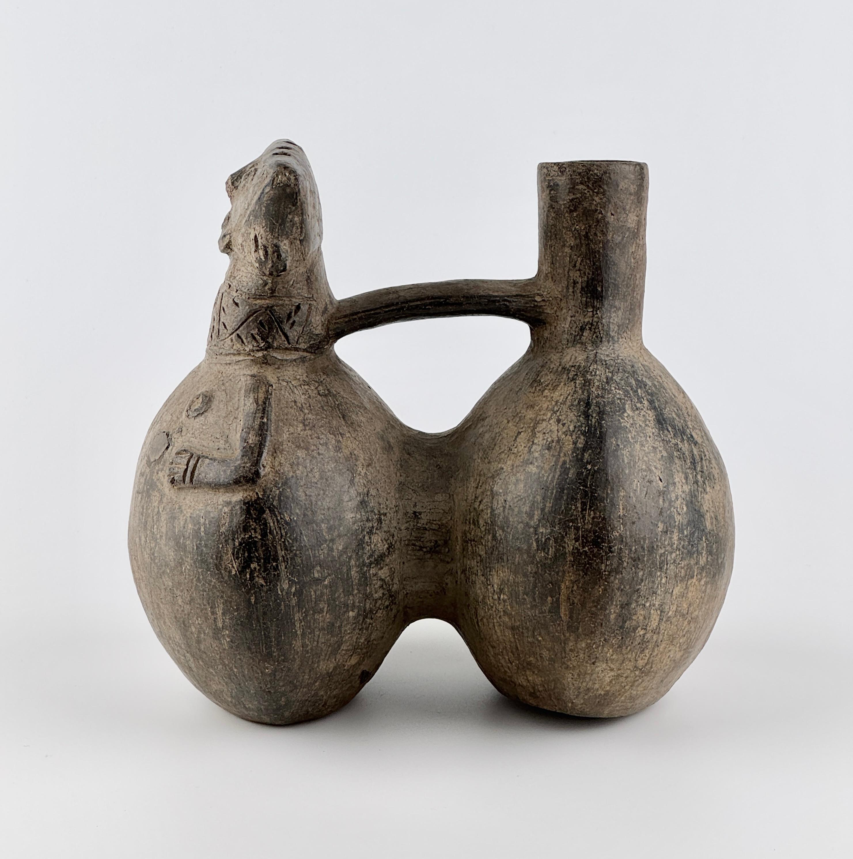 Pre-Columbian Pre Columbian Double-Spouted Anthropomorphic Vessel For Sale