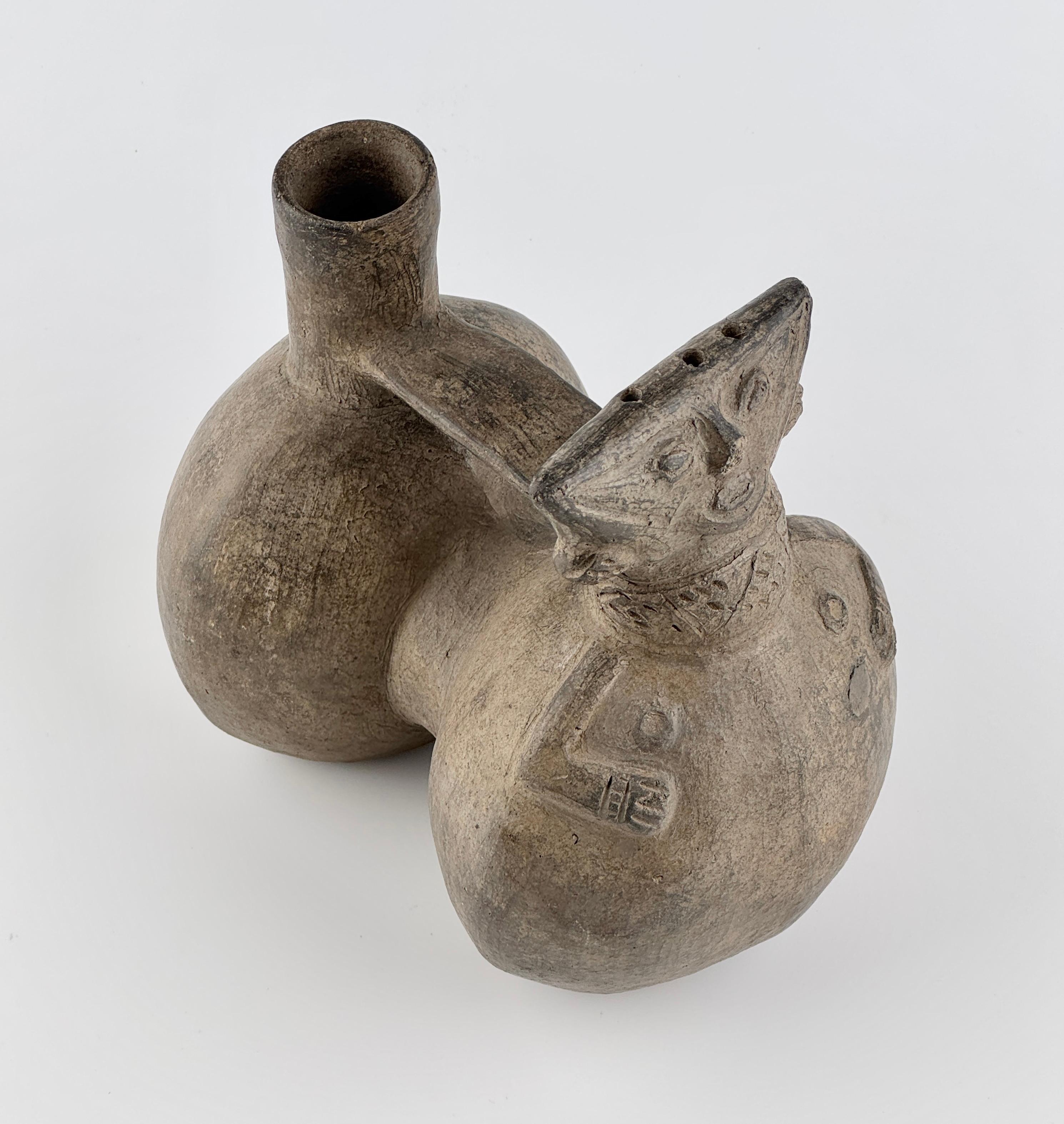 Pre Columbian Double-Spouted Anthropomorphic Vessel For Sale 1