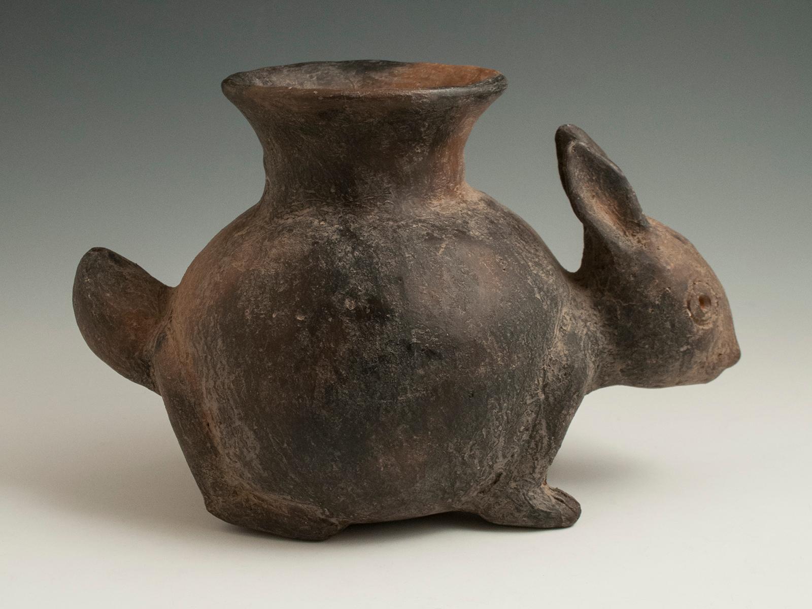 Tribal Earthenware Rabbit Vessel, Possibly Colima, West Mexico