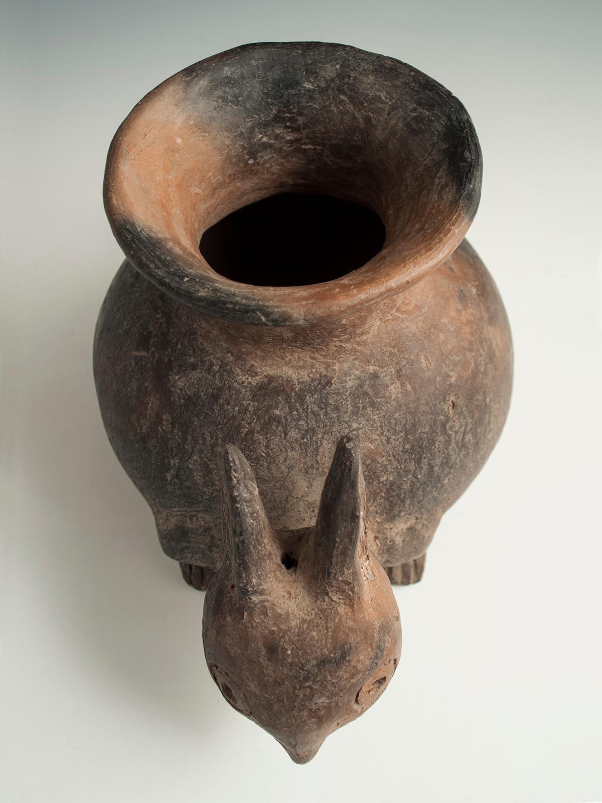 Hand-Crafted Earthenware Rabbit Vessel, Possibly Colima, West Mexico