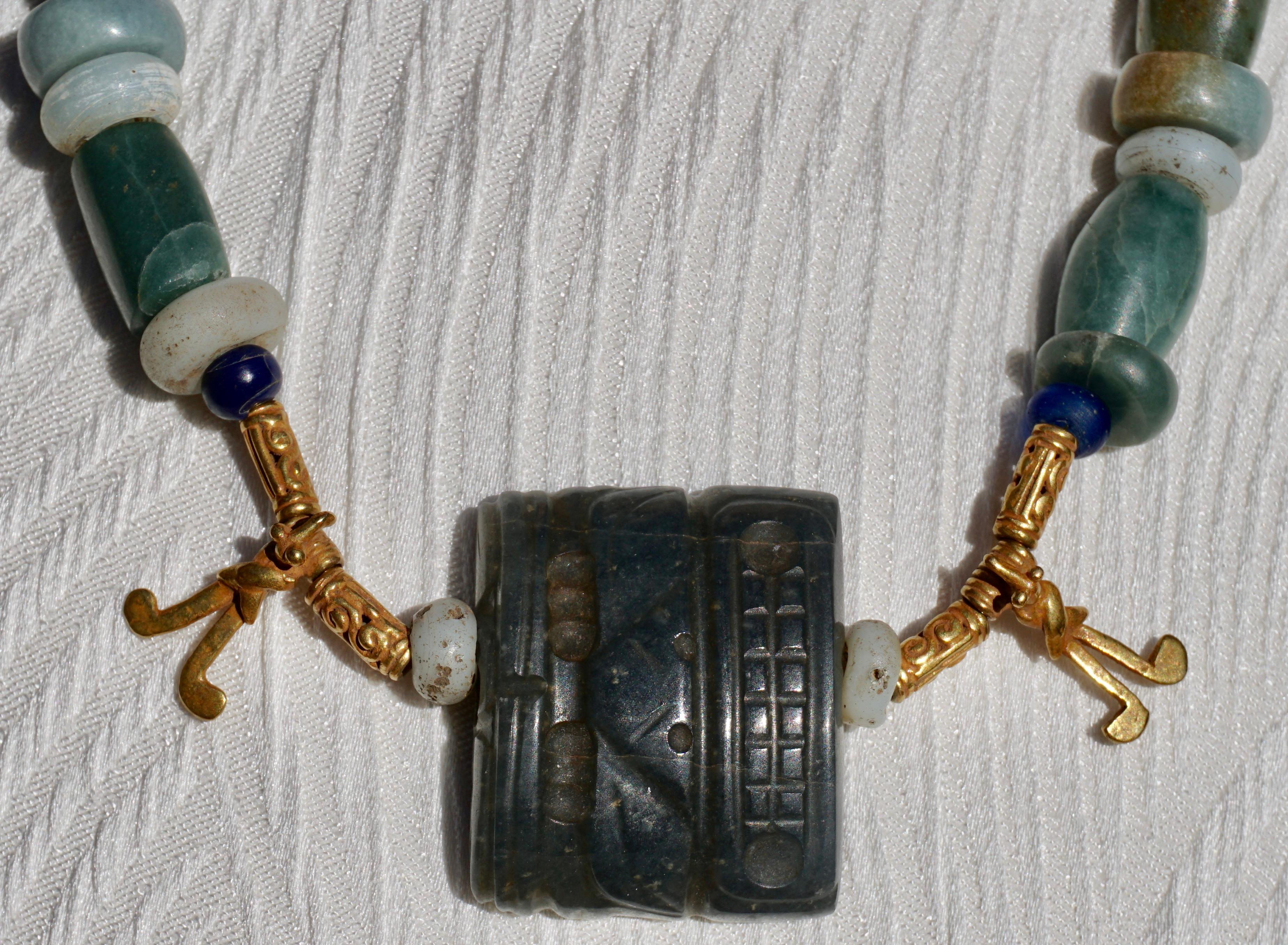 Pre Columbian Gold and Jade Necklace  1