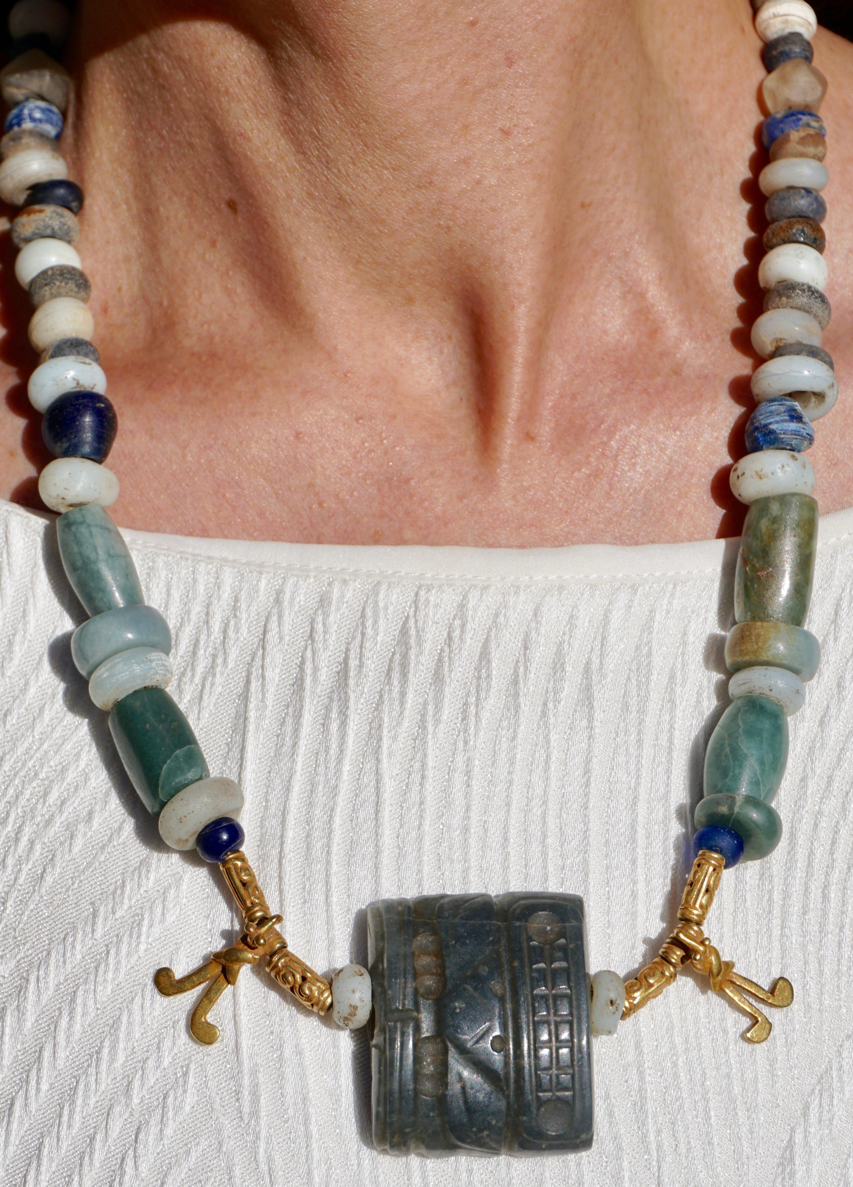 Costa Rican Pre Columbian Gold and Jade Necklace 