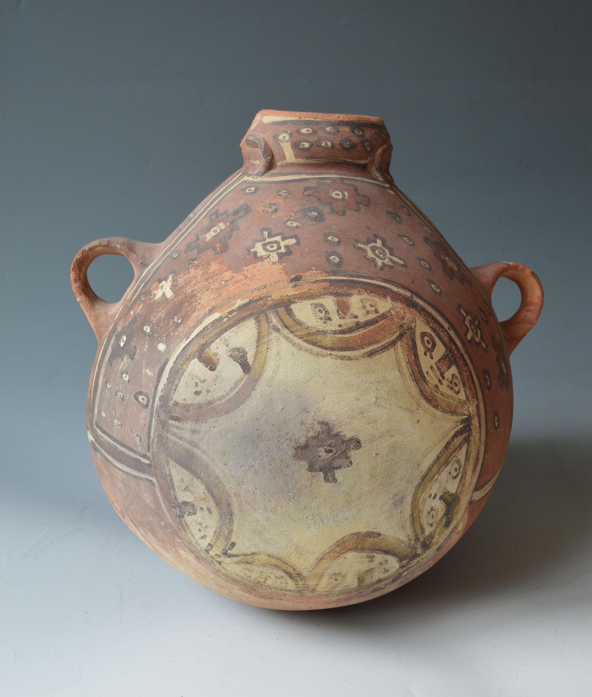 Peruvian Pre Columbian Impressive Large Huari Canteen vessel South  American Antiques
