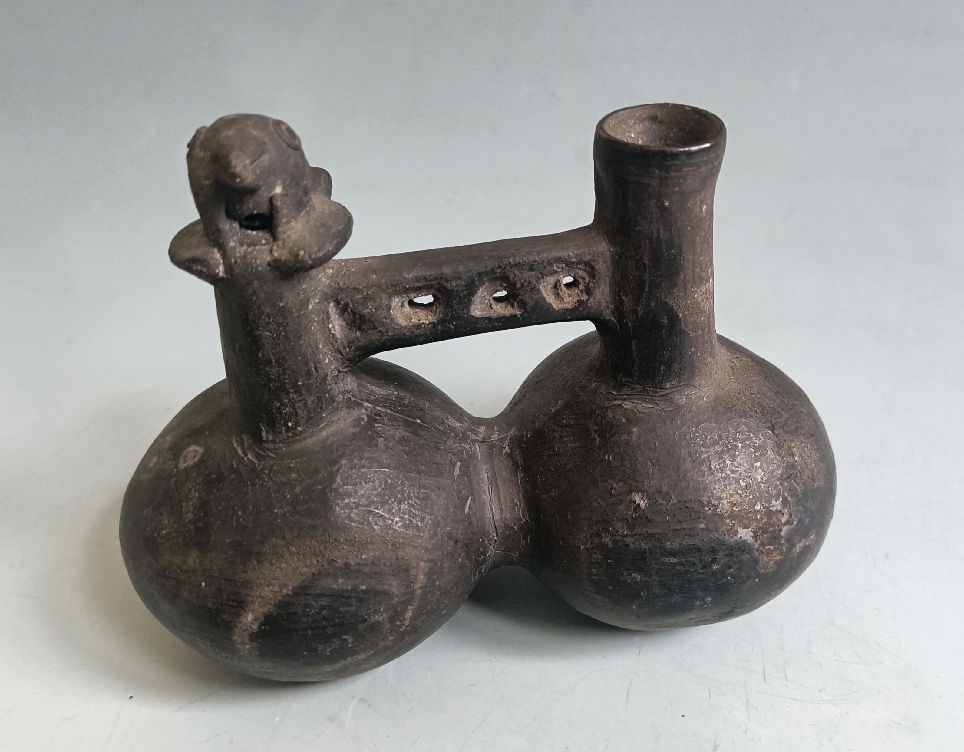Peruvian Pre Columbian Inca double chambered whistle vessel South Latin American Antiques For Sale