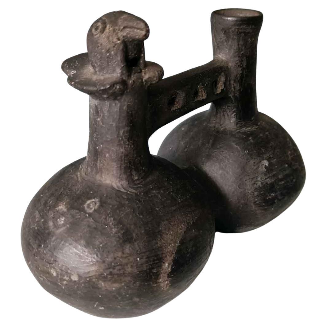 Pre Columbian Inca double chambered whistle vessel South Latin American Antiques