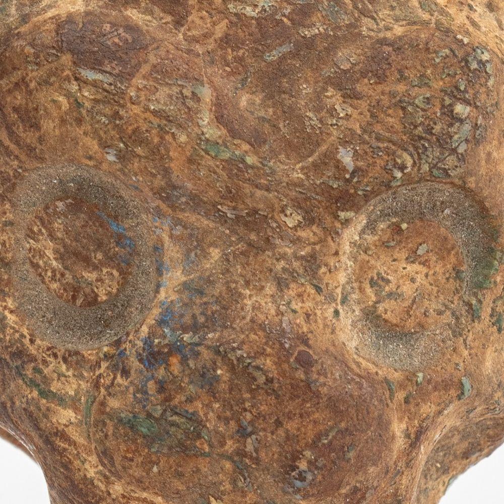 Pre-Columbian Jaguar Head Pottery Pendant, with traces of green glaze. 2