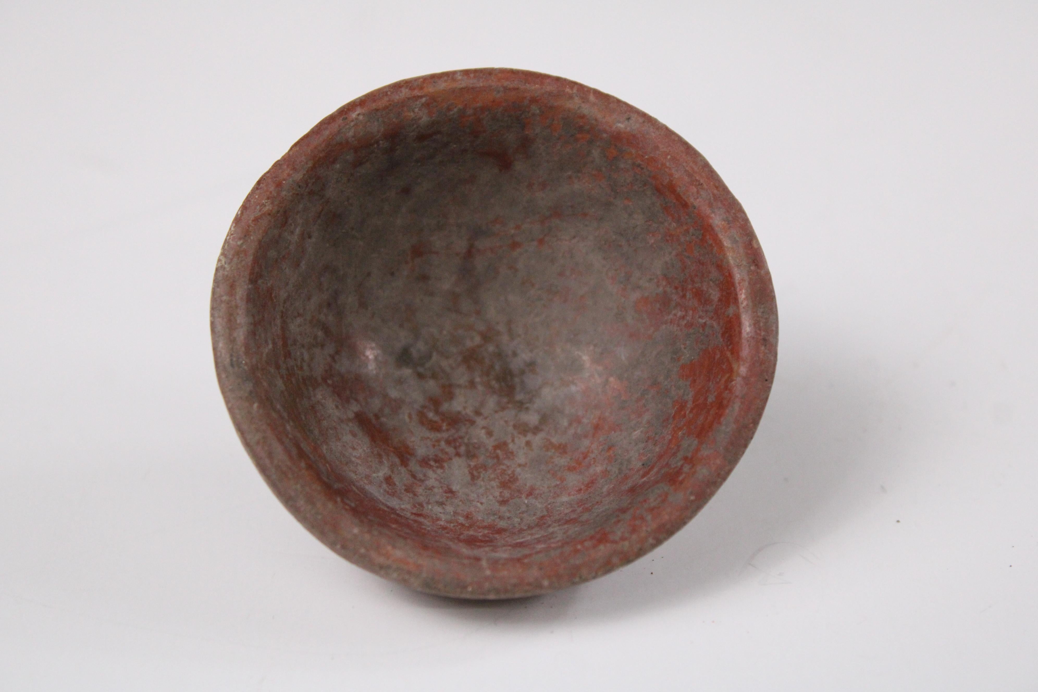 Mexican Pre-Columbian Jalisco Miniature Bowl with Three Carved Labrets For Sale