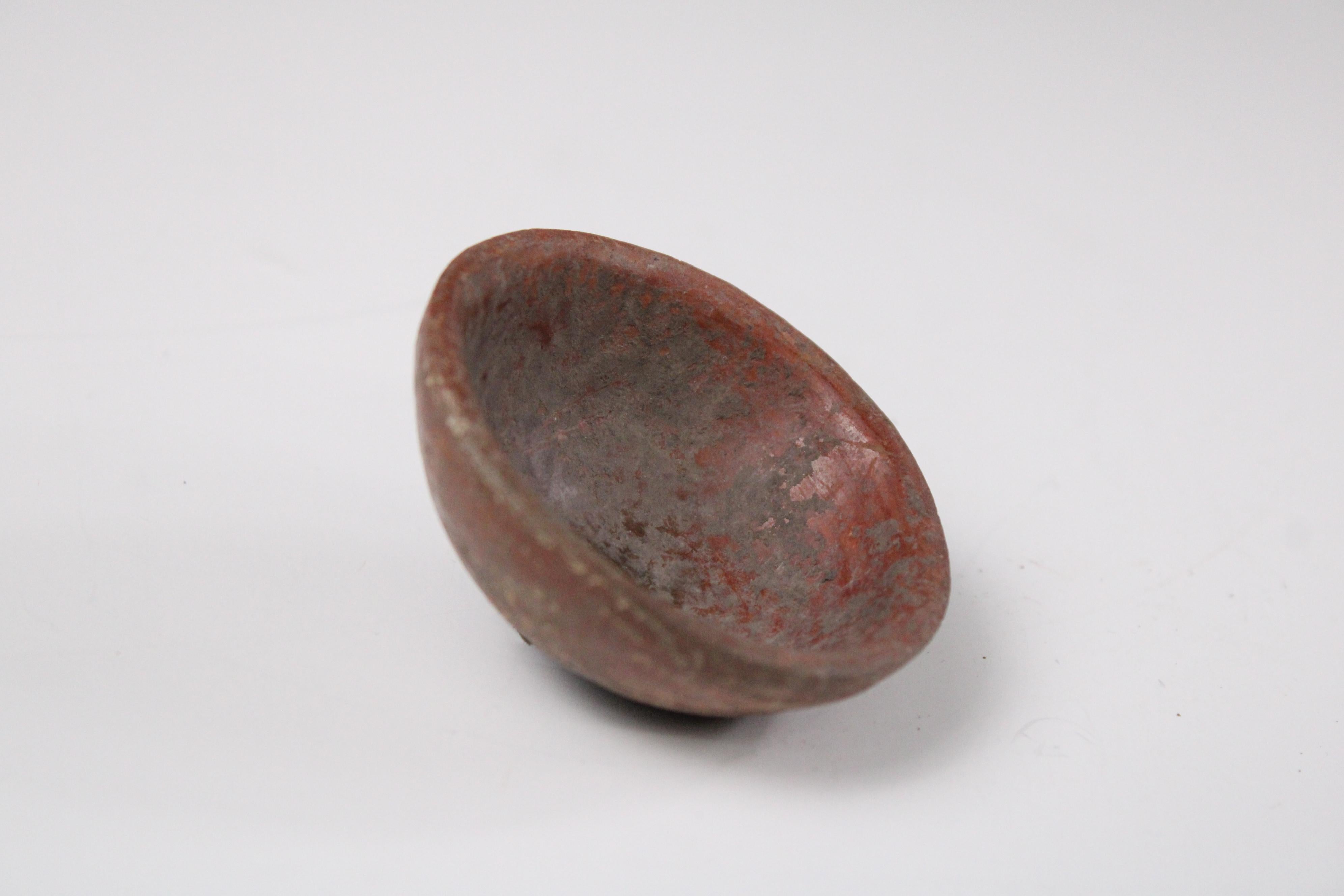 Hand-Carved Pre-Columbian Jalisco Miniature Bowl with Three Carved Labrets For Sale