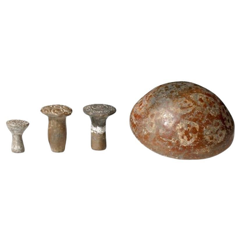 Pre-Columbian Jalisco Miniature Bowl with Three Carved Labrets For Sale