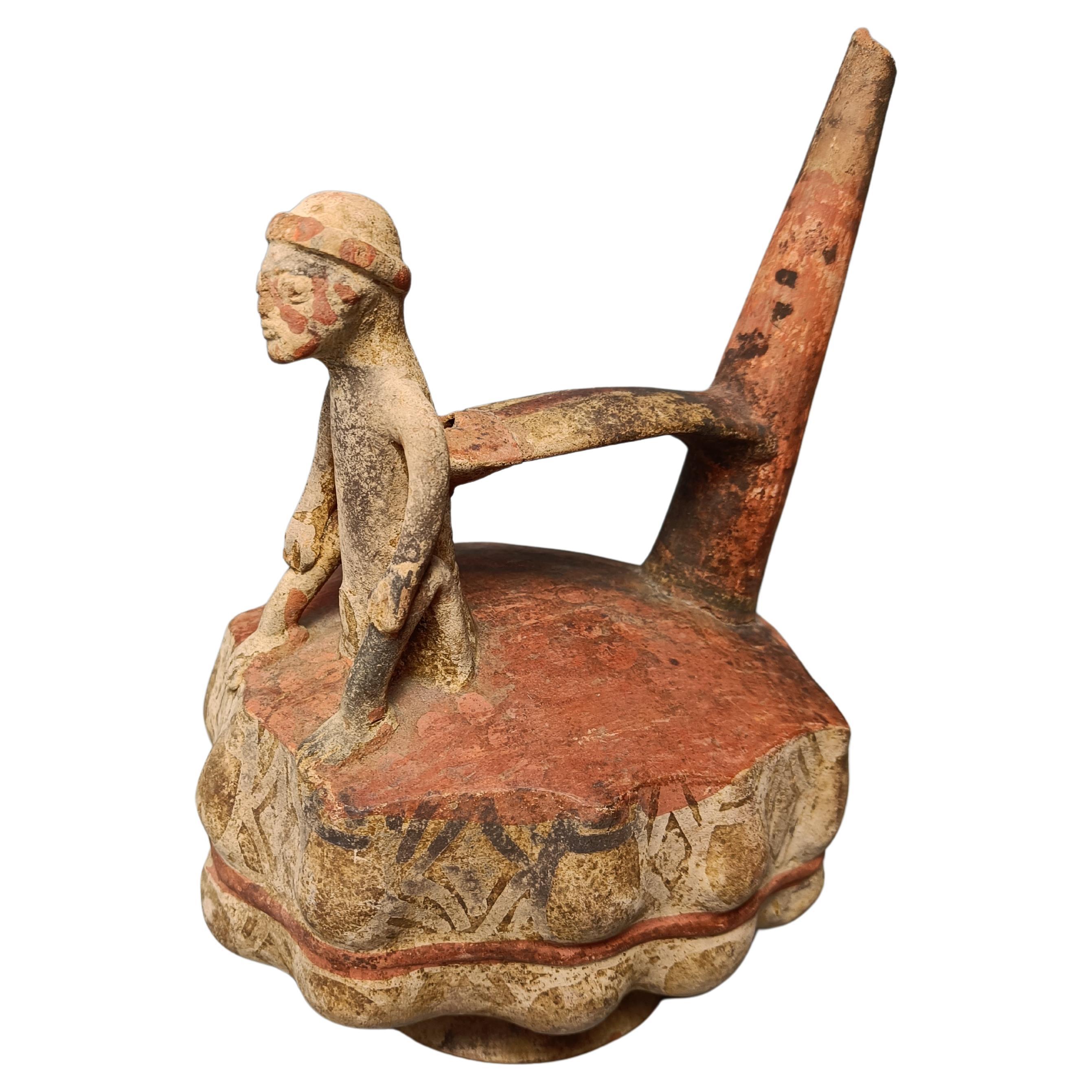 Pre Columbian Lambayeque  Stirrup whistle Vessel South Latin American Antiques