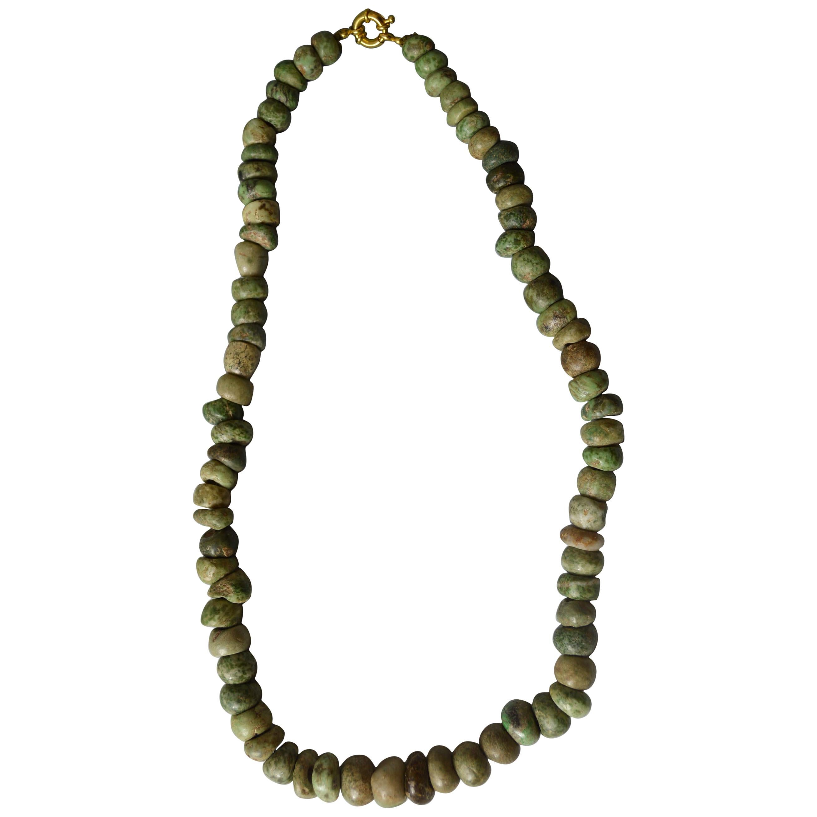 Pre Columbian Maya Jadeite Necklace, circa 600–1200 AD