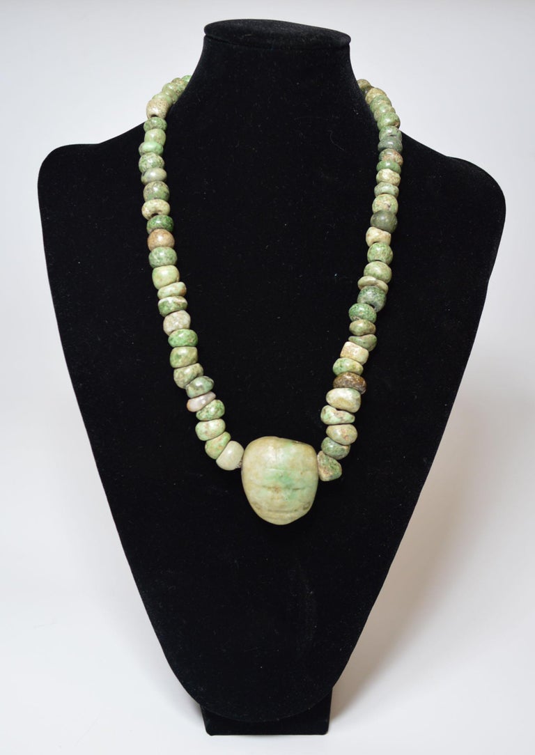 Pre Columbian Maya Jadeite Necklace with Pendant at 1stDibs