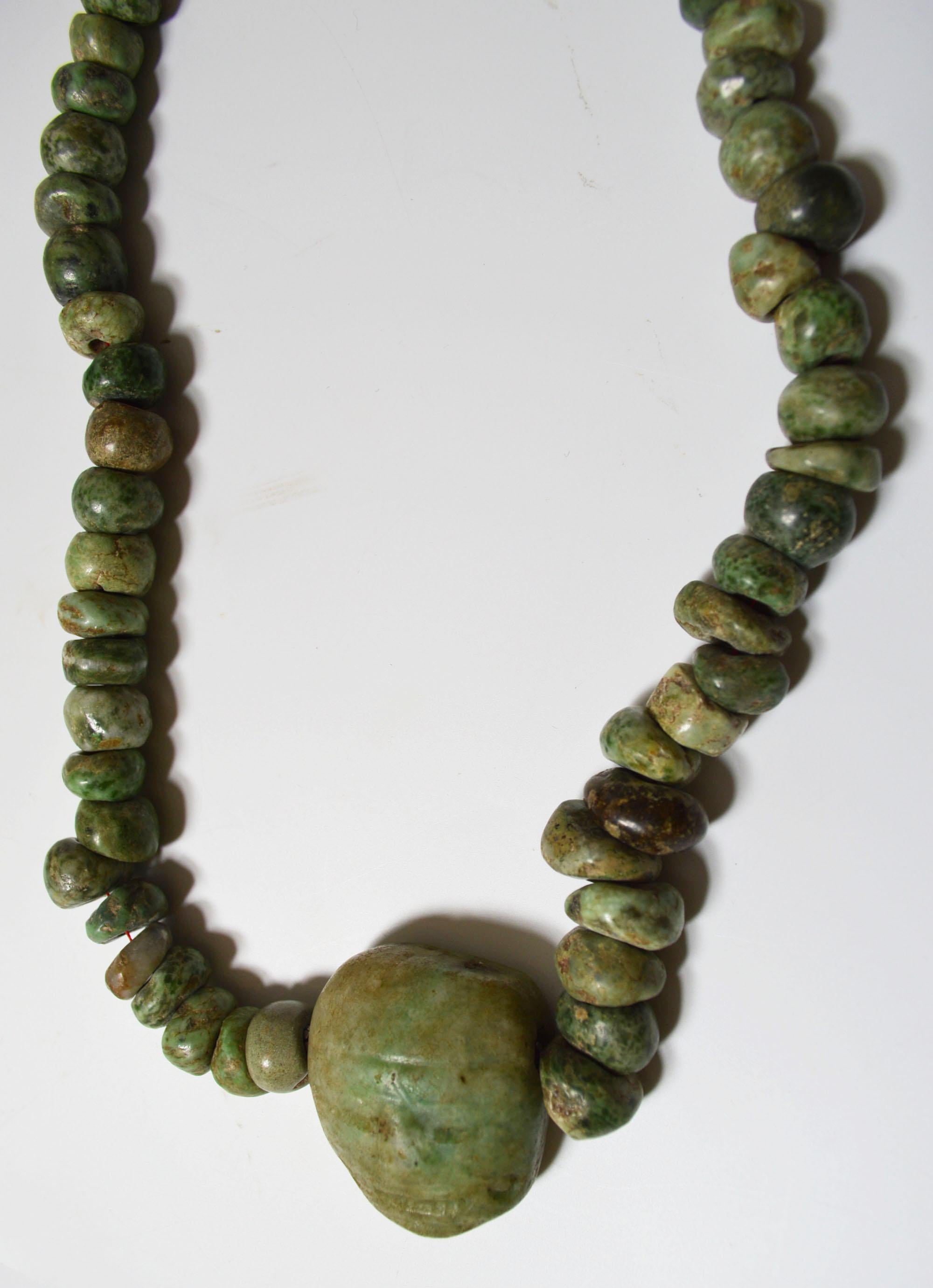 Mexican Pre Columbian Maya Jadeite Necklace with Pendant