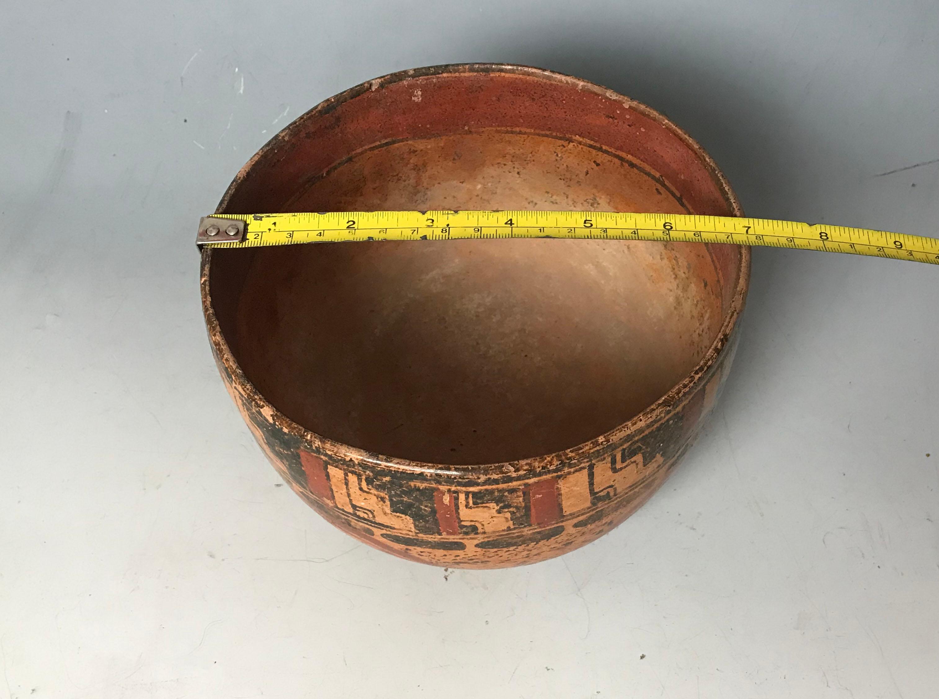 Hand-Crafted Pre Columbian Maya Polychrome Pottery Bowl circa A.D. 550-950